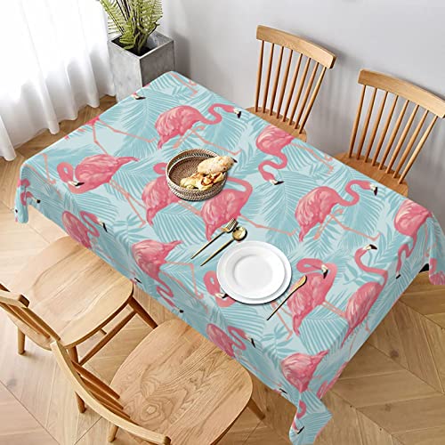 Mantel de poliéster con diseño de hoja de palmera y flamenco, para cocina, comedor, lavable, para fiestas, bodas, pícnics