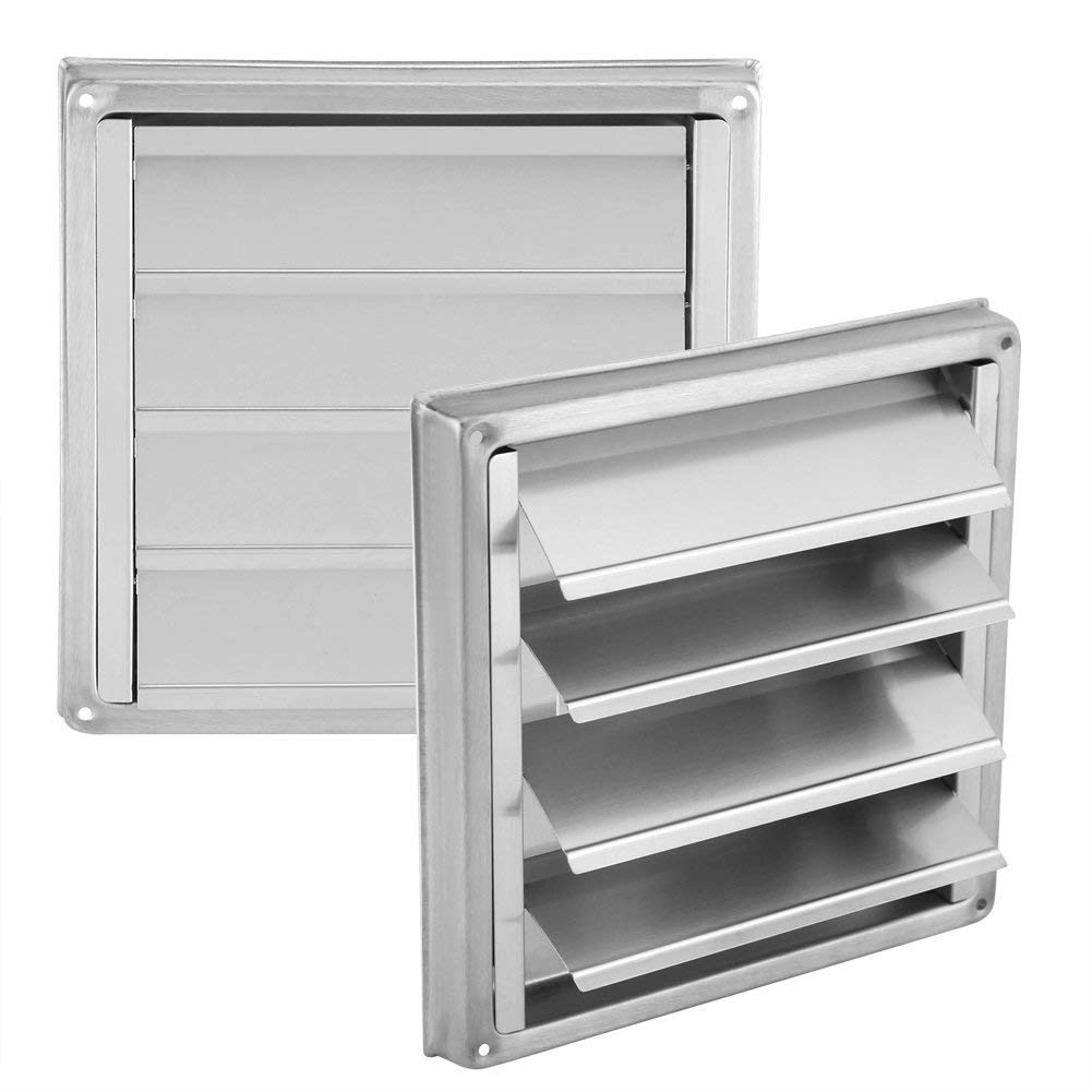 Exhaust Vent Cover External, 100mm Stainless Steel Louvered Dryer Duct Exhaust Air Vent Covers with Not-Return Shutters, One Directional Gravity Close Automatically Grille for Metal Ducts