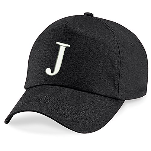 4sold - Gorra de béisbol negra con letras del alfabeto para niños negro J Talla única Cover