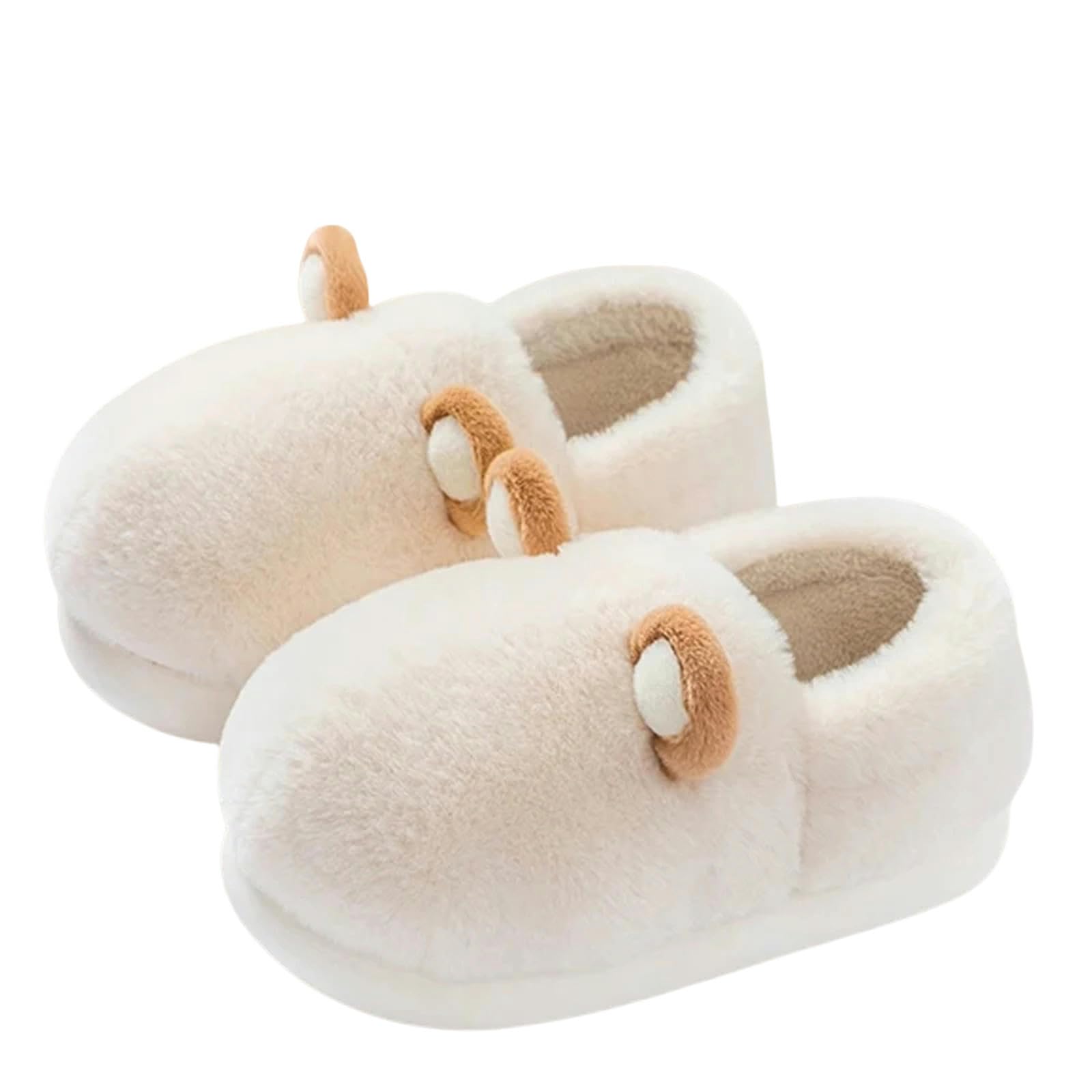 Pantofole Slifori di Cotone con Tacchi in Borsa per Uomini Inverno Casa Interno Spessa Scarpe da Risalita con Sola Slip, Lussuosa per Le Donne-beige-38-39