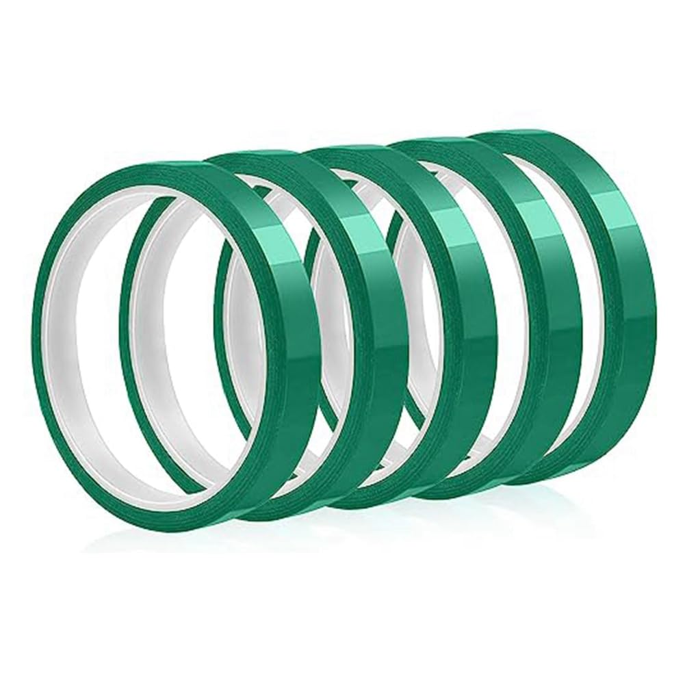 Littimoon High Temperature Tape Heat Tape Heat Transfer Tape Fit for Sublimation No Residue 10mm X 33M 108Ft (Green-5 Roll)