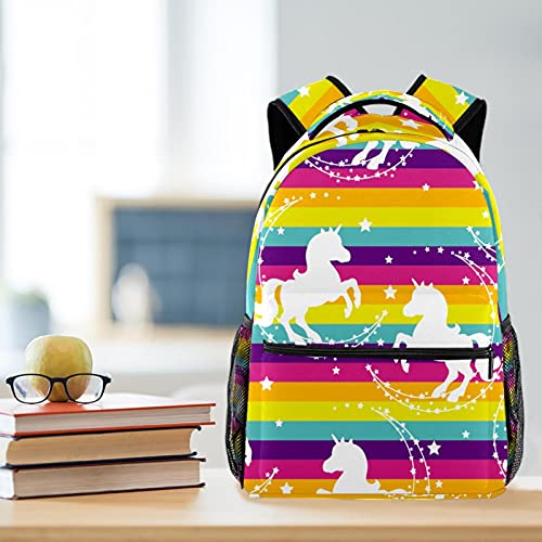 Sac à dos d'écolier mixte multicolore style décontracté avec imprimé licorne - 6