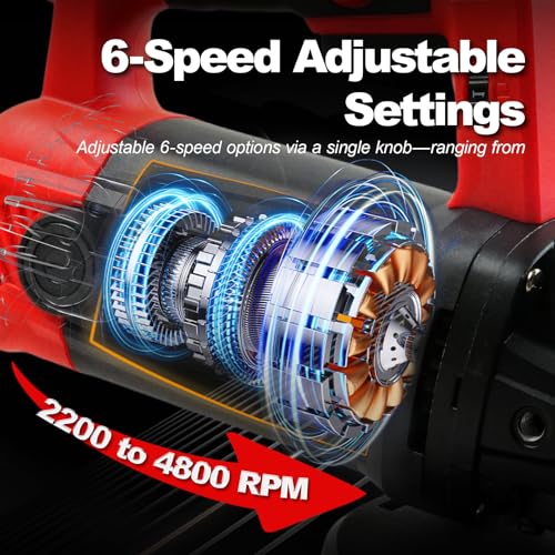 180mm Concrete Surface Grinder, 6 Speed Adjustments Angle Grinder Kit with Dust Shroud and Diamond Wheel, 2200W Seamless Floor Planer Kit with Auxiliary Handle for Floor, Wall and Ceiling - Image 5