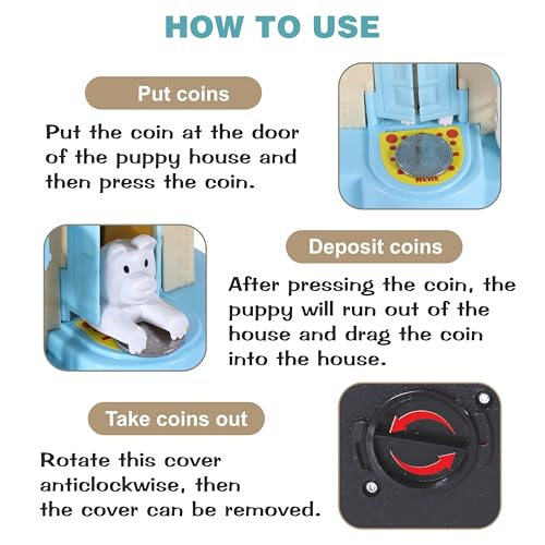 Image of Toyzone Impex Pvt Ltd Puppy House Coins Bank Blue |Classic Puppy House Toy | Coin Stealing Puppy House |House of Puppy | Coin Collecting Saving Bank for Kids |for 3+ Year