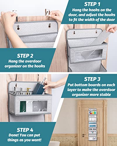 Over The Door Organizer With 5 Pockets, Over Door Pantry Organization, Hanging Organizers And Storage For Closet, Clothes, Diapers, Kids Toy, Bathroom, Bedroom, Dorm Room, Nursery With 2 Metal Hooks #TOP3