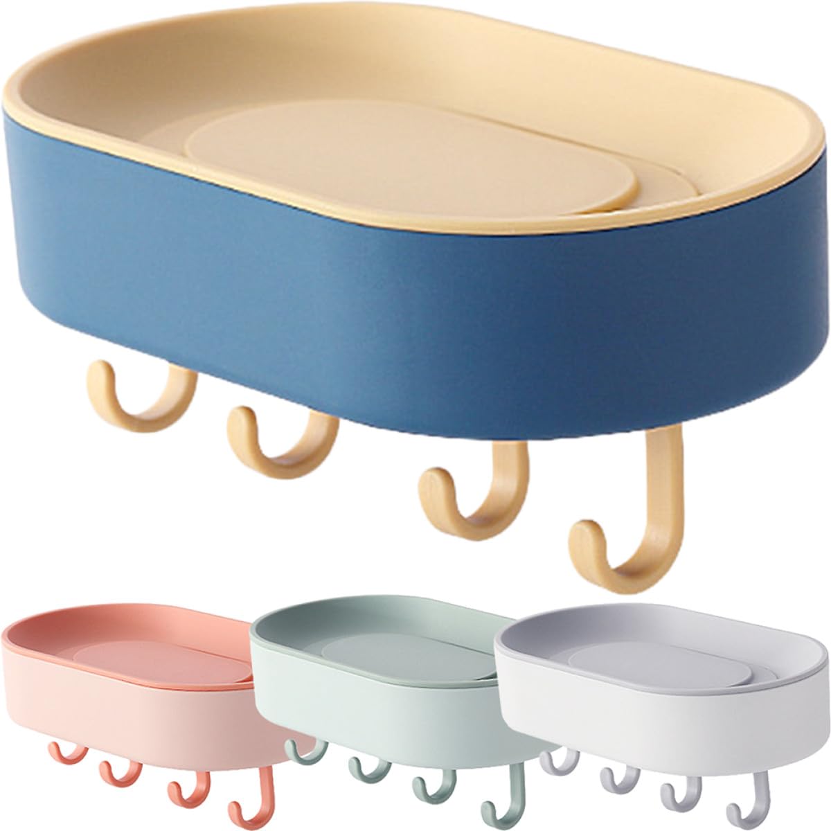 Porte-savon support mural lot de 4 pièces multicolores en plastique
