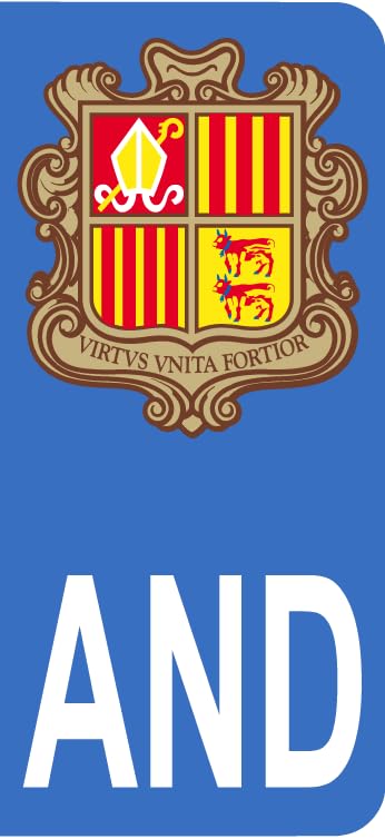 Mon Blason - Autocollants and avec Blason de la Principauté d'Andorre Voiture - Sticker Bleu - 9.8 x 4.5 cm - Fabriqué en France