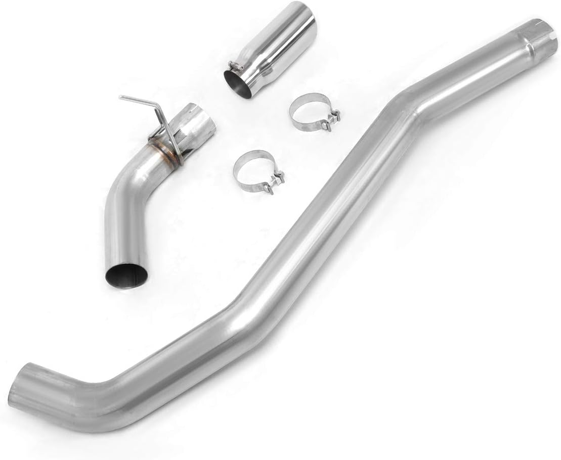 Auto Dynasty 5 Inches Round Muffler Tip Axle Back Catback Exhaust System Compatible with 2016-2019 Titan XD 5.0L Diesel, Passenger Side Exit, Stainless Steel