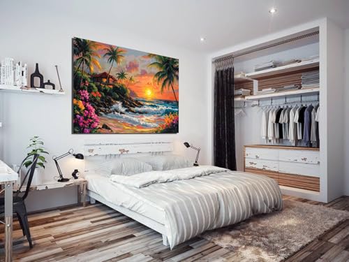 Cuadros decorativos de paisaje tropical al atardecer para un salón moderno y relajante 2