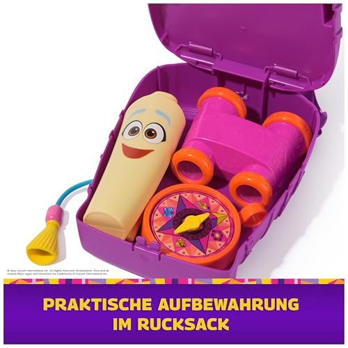 DORA - Mein Abenteuer Rucksack - interaktiver Rucksack mit Landkarte, Fernglas, Kompass, inspiriert von der beliebten TV-Serie, für fantasievolles Rollenspiel für Kinder ab 3 Jahren