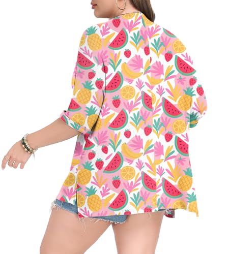 Image of Lastshe Womens Plus Size Cardigan Short Sleeve Lightweight Loose Cover Ups Open Front Sweaters Summer Cardigan