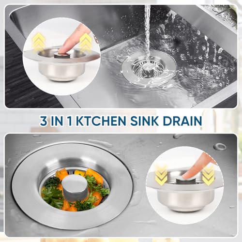 Colador para fregadero de cocina 3 en 1 de acero inoxidable miniatura 7