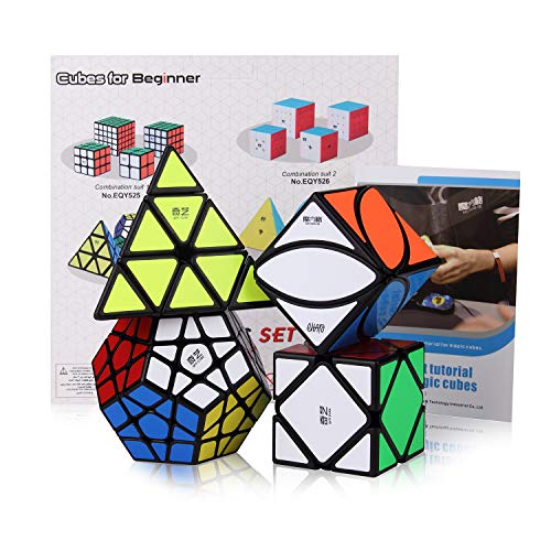ROXENDA Speed Cube Set, Cubo Mágico de 2X2 3X3 4X4 5X5 Stickerless Speed Cube Juego con Caja de Regalo, Tutorial Secreto para Cubos de Velocidad (Irregular)