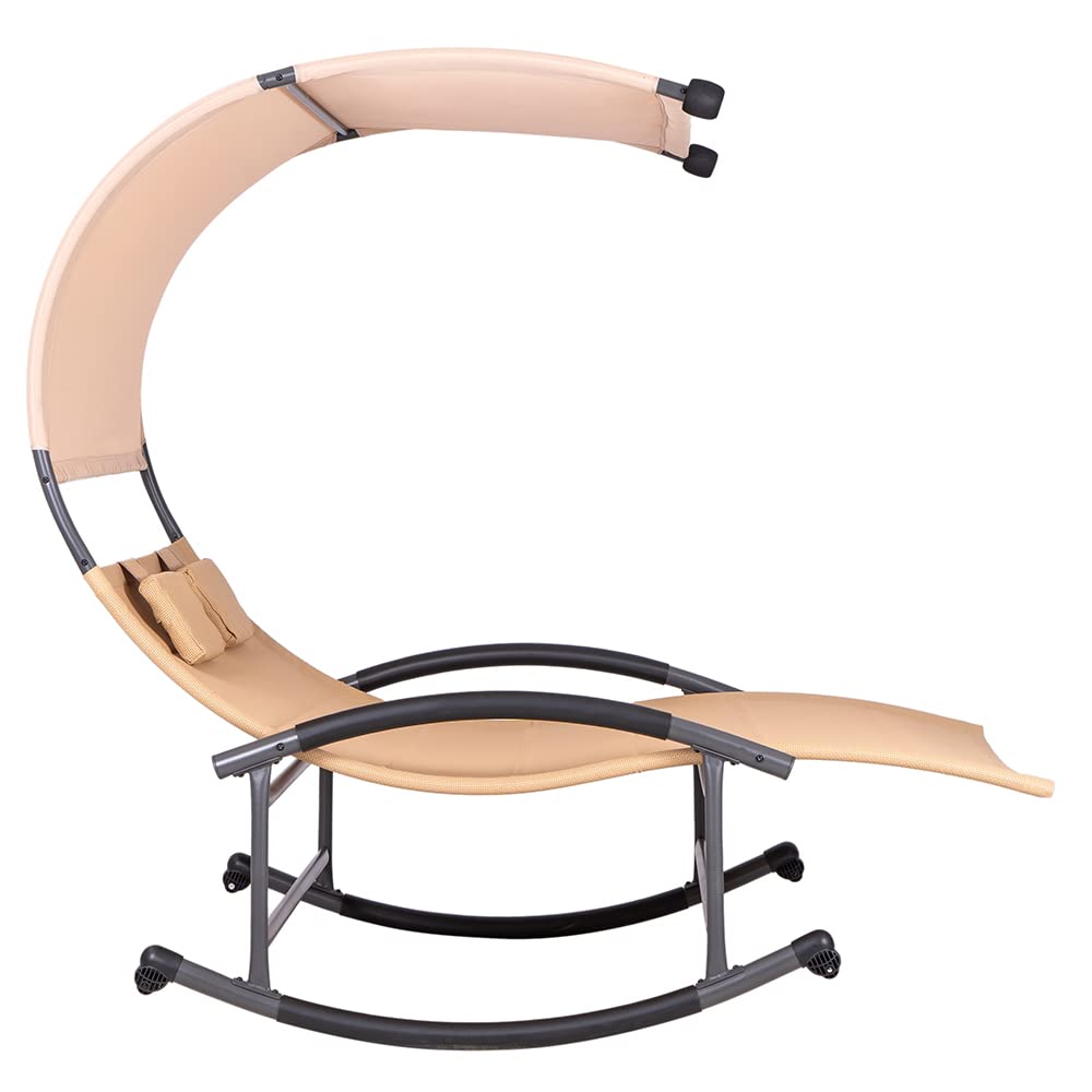 Hortan Lettino 2 Posti Con Struttura Prendisole In Acciaio, Seduta Ergonomica In Textilene e Tetto Parasole, Per Arredo Giardino, Terrazzo e Piscina