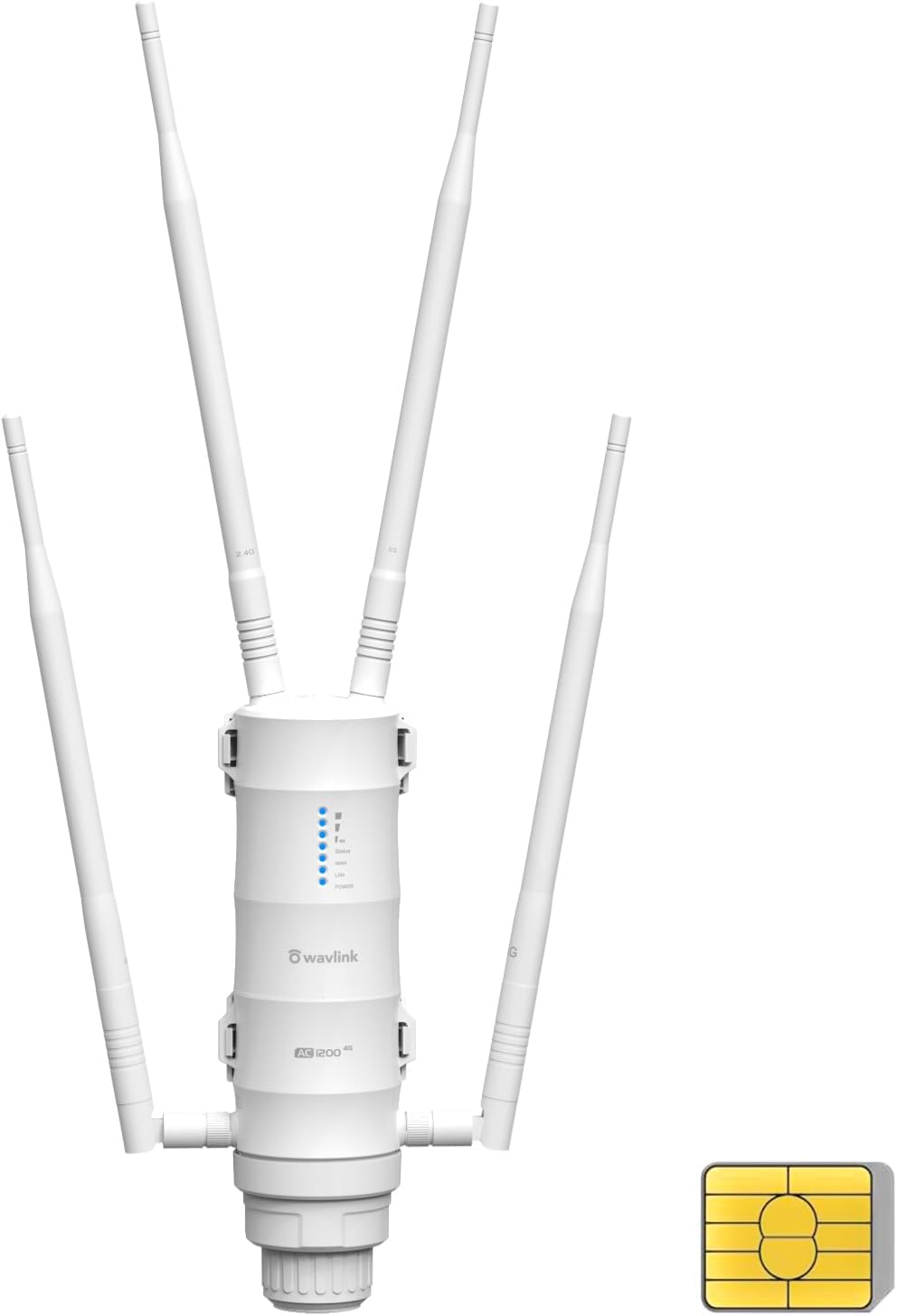 AC1200 Outdoor 4G Router with SIM Slot, WAVLINK Outdoor 4G LTE WiFi Router with AC1200(2.4G 300Mbps + 5G 867Mbps) + CAT4 4G(150Mbps), 2*Gigabit WAN/LAN ports, Nano SIM, UK Plug for Outdoor WiFi