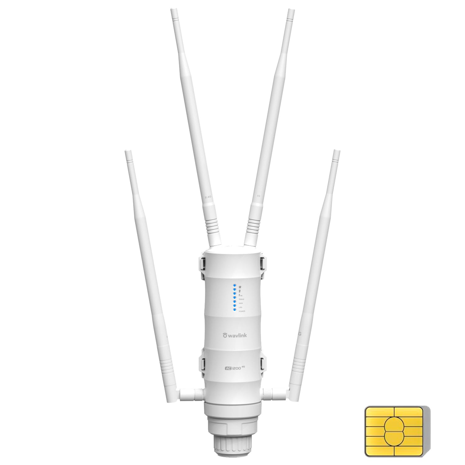 AC1200 Outdoor 4G Router with SIM Slot, WAVLINK Outdoor 4G LTE WiFi Router with AC1200(2.4G 300Mbps + 5G 867Mbps) + CAT4 4G(150Mbps), 2*Gigabit WAN/LAN ports, Nano SIM, UK Plug for Outdoor WiFi