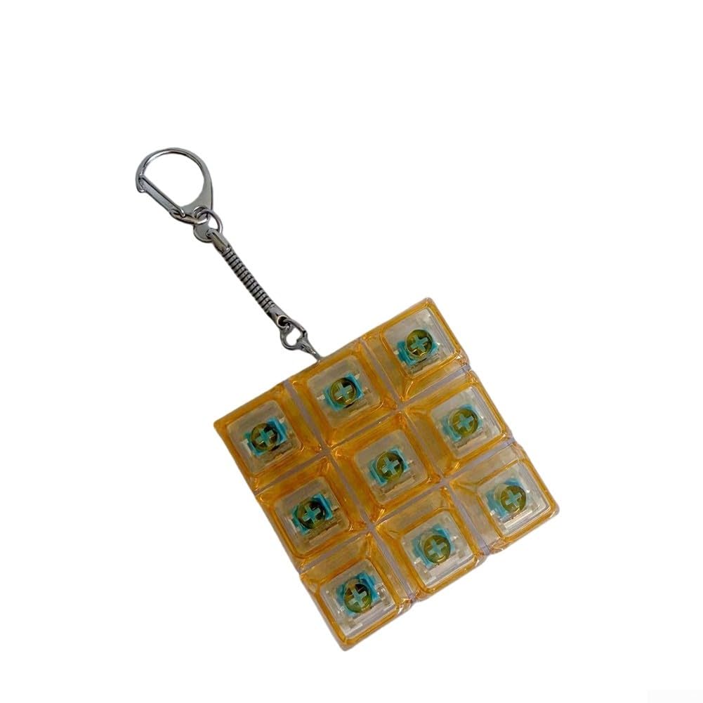 RiseNova Compact RGB Keyboard Fidget Keyring for Stress Relief, Portable Mechanical Button Toy for Home Office School Anxiety(PC With Light Orange)
