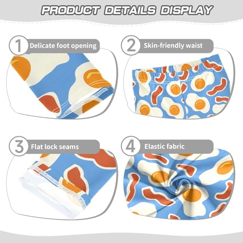 senya Girls Printed Leggings Yoga Pants Blue Scrambled Eggs and Bacon Pattern for Kids in 4t to 10 Years, 4T3