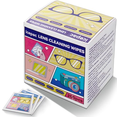200 Pcs Cleaning Wipes for Glasses,Pre-Moistened Lens Cleaning Wipes, Computer & Laptops Screens...