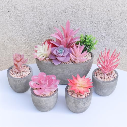 Succulentes simulées en pot de pâte à papier, déco durable sans entretien - 3