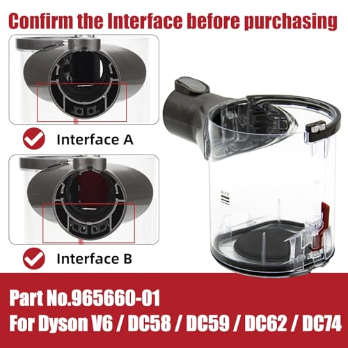 Image of Dust Bin Replacement for Dyson V6 DC58 DC59 DC62 DC74 Vacuum Cleaner, Canister Bin for Dyson No.965660-01
