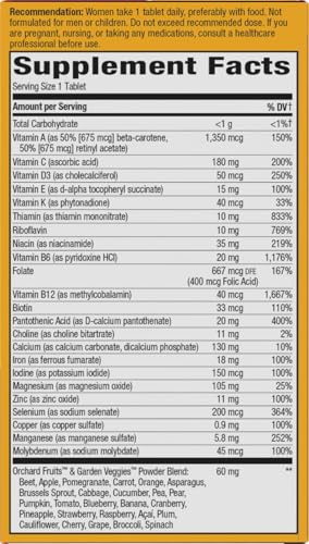 Nature's Way Alive! Women's Ultra Multivitamin, High Potency, 60 ct | Complete Daily Women's Vitamins, Promotes Energy Metabolism and Muscle Function*, Vitamin A, C, D, Methylated B12 - image 9