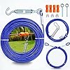 Patented Heavy Duty Dog Tie Out Trolley System Zipline for Two Dogs Up to 250lb – 100ft Dog Runner Cable & 10ft Run with 4 Patented Stoppers for Yard Camping Outdoor