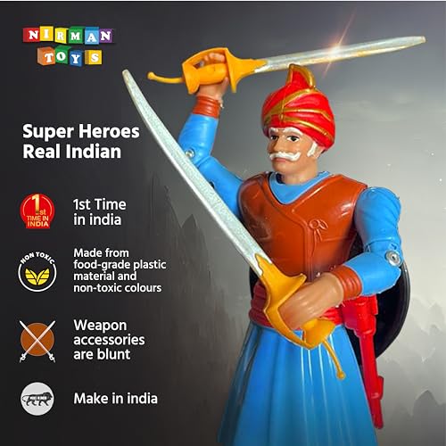 Image of Swarajyache Shiledar - The True Super Hero - 6 Inch Tall Action Figure with Accessories (Subhedar - Old, Blue)