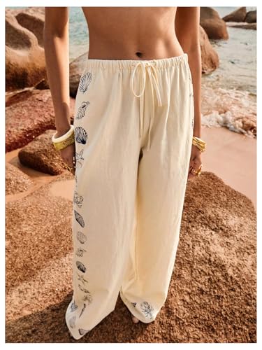 Women's Starfish Graphic Wide Leg Pants Drawstring Waist Beach Vacation Pants2