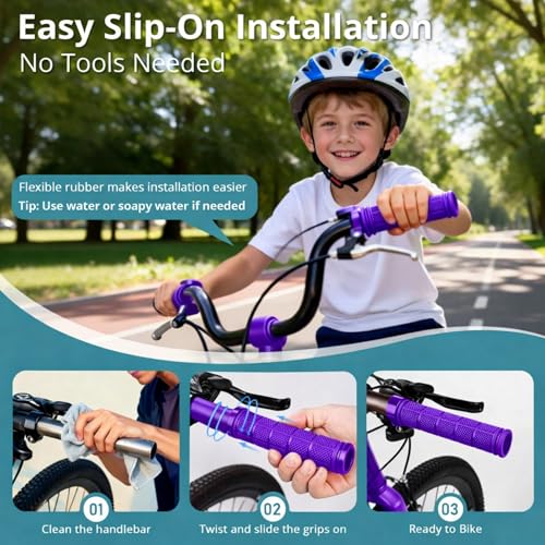 Image of CHUNZEXI 4 PCS Bike Handlebar Grips, Rubber Bicycle Bar Grips Replacement, Non-Slip Handle Grips for Kids Bikes, Scooters, BMX, Mountain & Cruiser Bikes