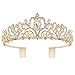 COCIDE Tiara Crystal Crowns Princess Rhinestone Crown with Combs Bride Headbands Bridal Wedding Prom Birthday Party Hair Accessories Jewelry for Women Girls (Gold)
