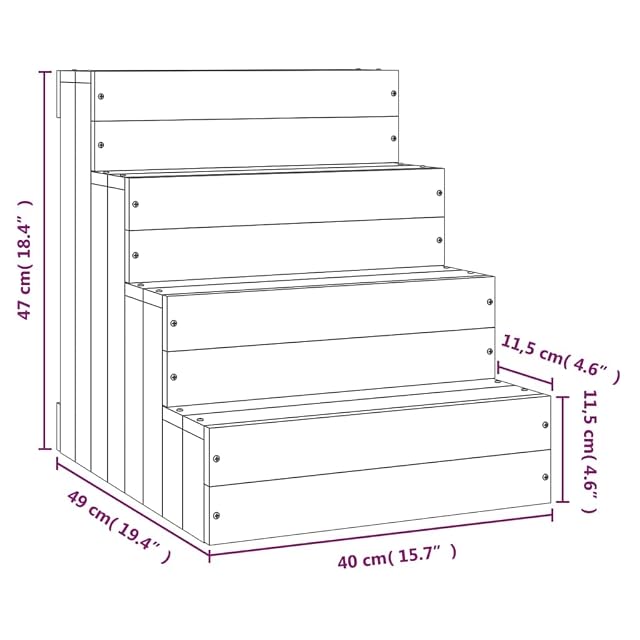Foto 3 de 6 de vidaXL Escalera para mascotas madera maciza de pino 40x49x47 cm
