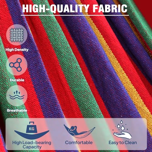 Anyoo-Garden-Cotton-Hammock-Comfortable-Fabric-Hammock-with-Tree-Straps-for-Hanging-Sturdy-Hammock-Up-to-660lbs-Portable-Hammock-with-Travel-Bag-for-Camping-OutdoorIndoor-Patio-Backyard