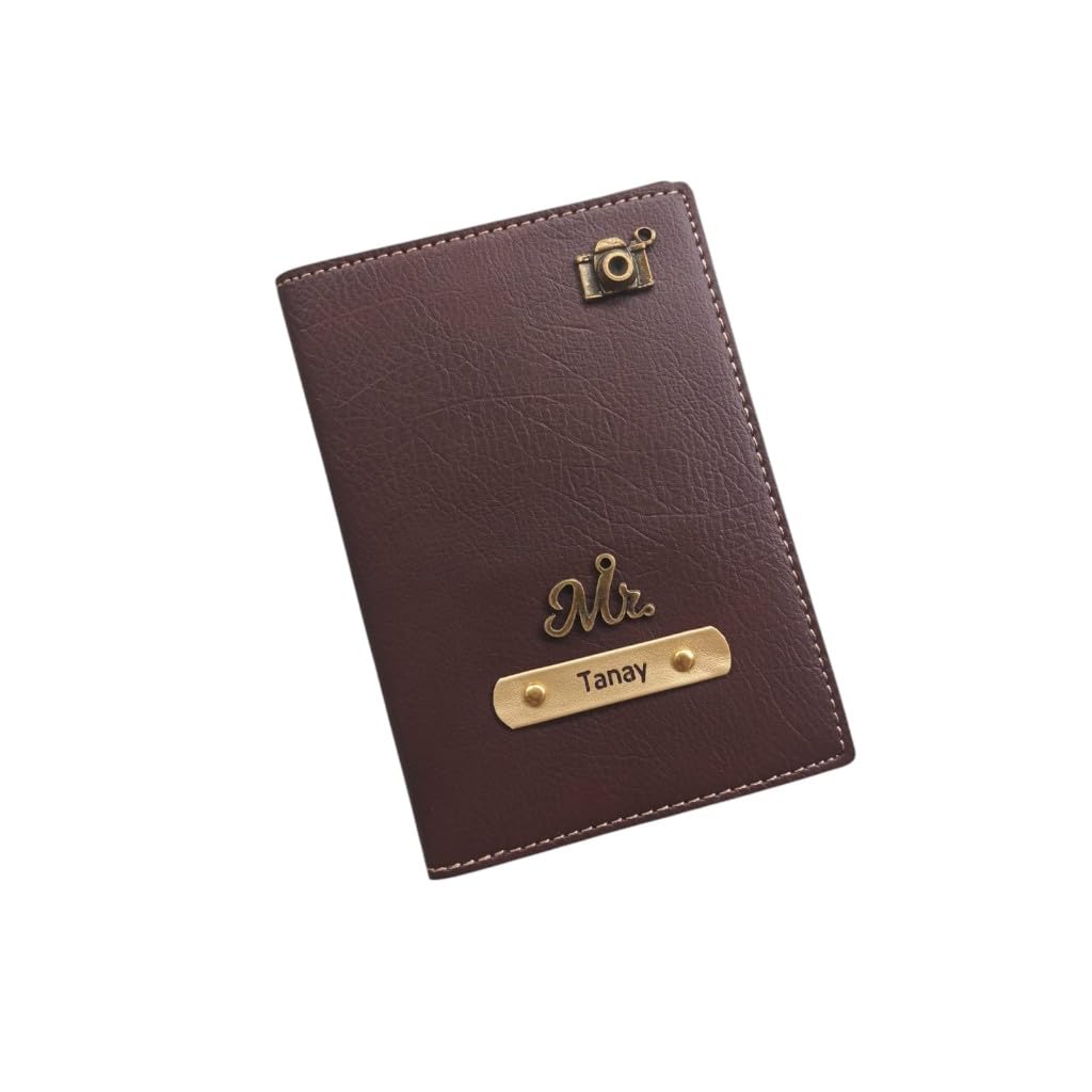 celed Personalized Passport Cover, Leather Paasport Cover with Charms, Travel Document Holder (Brown)-picture-13