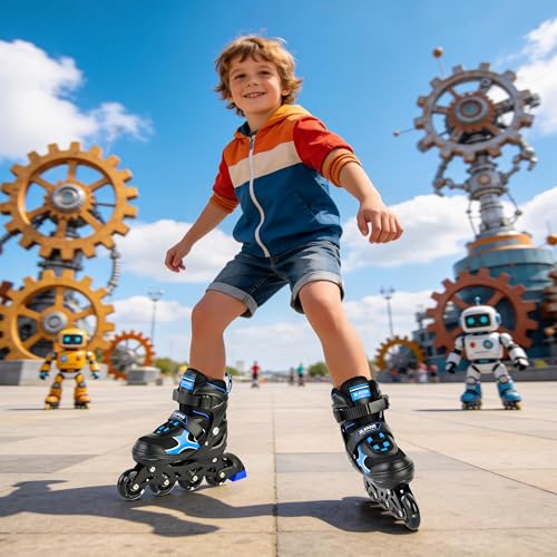 Image of 2PM SPORTS Inline Skates for Kids Girls Boys Ages 5-8 8-12 4-6 6-12 with Light Up Wheels, Adjustable Kids Roller Skates Blades for Adults Men Women Beginners Youths