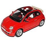 Fahrzeug ist ca 18 cm lang NEW FIAT 500C Cabrio Rot 2007-2014 18-22117 1/24 Bburago Modell Auto mit individiuellem Wunschkennzeichen