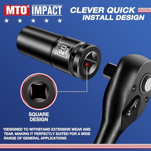 Image of MTO 1 /2 inch Drive 20mm Deep Impact Socket, 6-Point Metric Socket for Automotive Maintaince, CR-V Steel Meets ANSI Standards