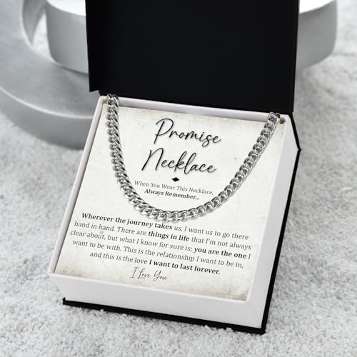 Promise Necklace For Him, Promise Necklaces Gift For Boyfriend, Birthday Valentines Jewelry Gifts For Man, Husband Cuban Chain Necklace From Wife, Anniversary Necklaces For Boyfriend3