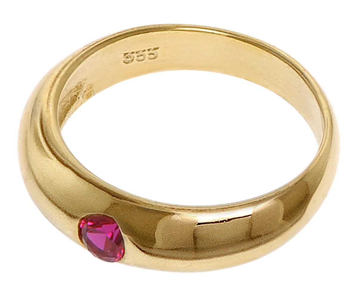trendor Anhänger Taufring Gold 333 mit Rubin an goldplattierter Kette 39460