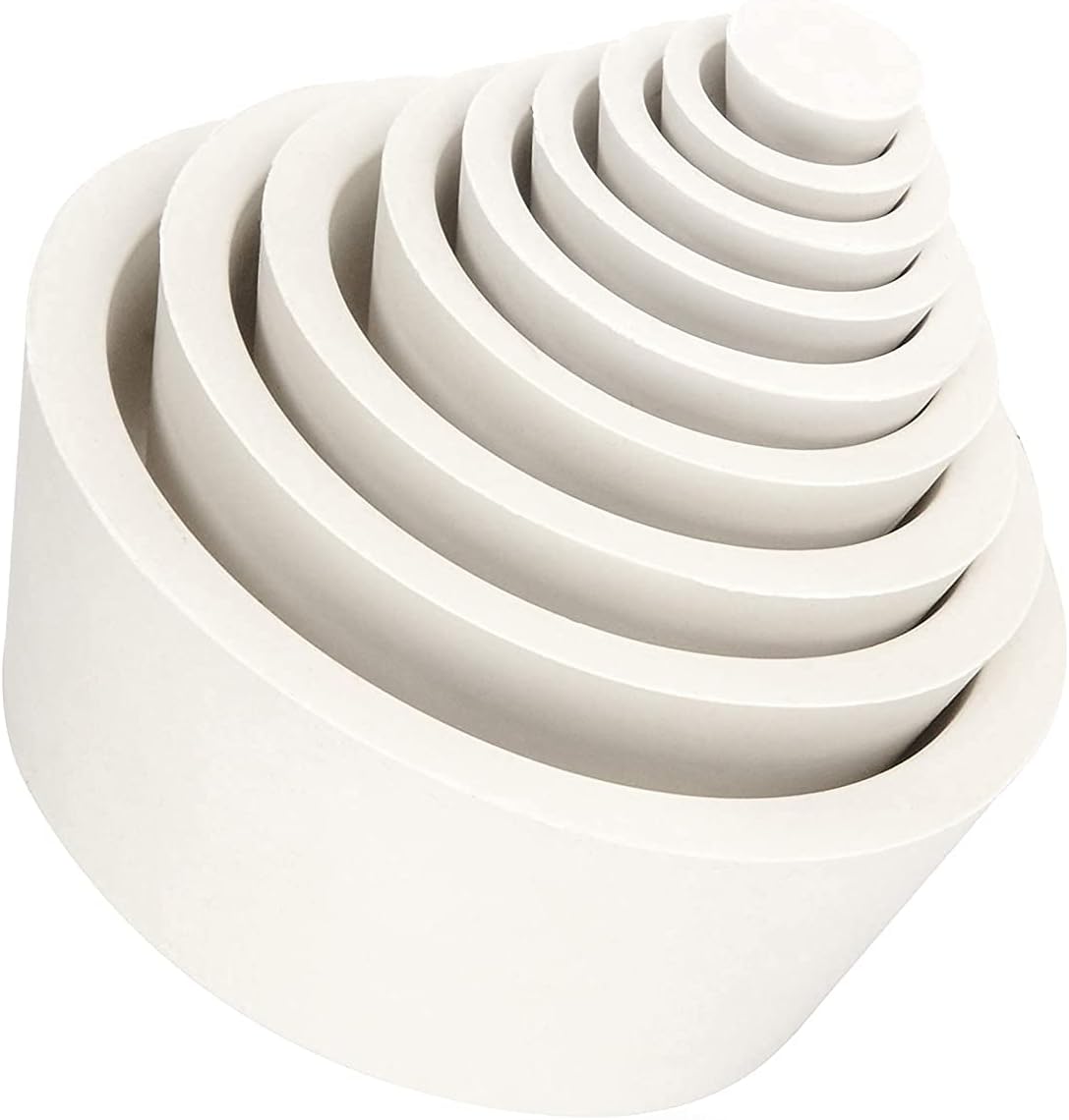 Filter Adapter Cones, Premium & Durable Tapered Collar Rubber Stopper Buchner Funnel Flask Cones Adapter Set, Wear-Resisting Smooth Surface, Pack of 9, White