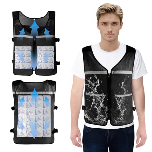Leetye Mei Cooling Vest for Men&Women Adjustable Reflective Ice Vest with Pockets Ice Packs Cool Jacket for Outdoor Worker