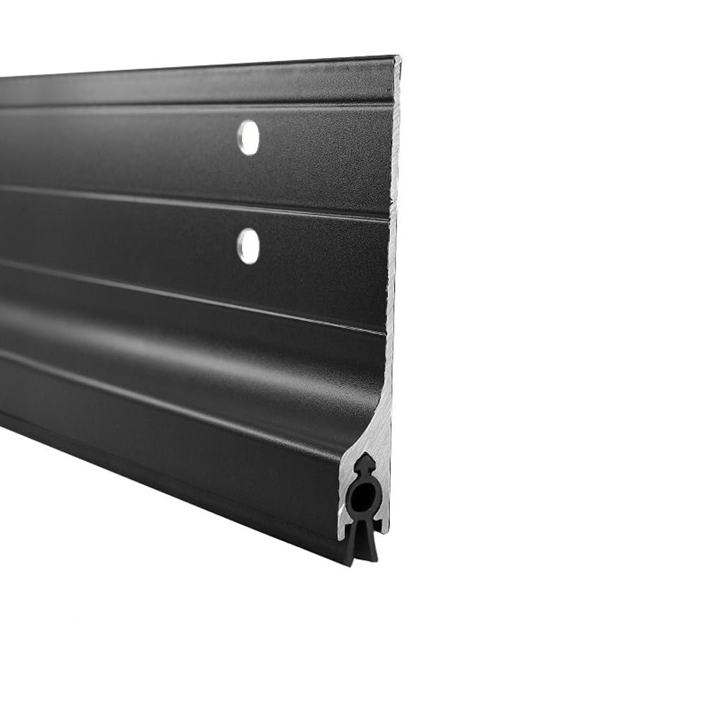 Metal Door Draft Stopper Bottom,Aluminium Mice Sweep Windscreen Dust Seal Stripping,Underdoor Draught Excluder Blocker,Seals Sweep Strip for Doors (Black1,100 * 6CM)