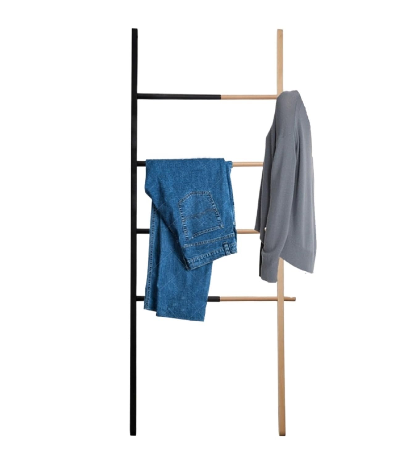 Towel Rail Towel Ladder Wooden Rack Rail Blanket Clothes For Bathroom Bedroom Freestanding(Black)