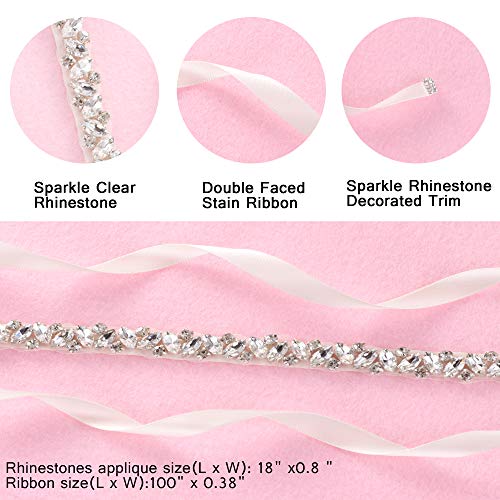 yanstar Handmade Crystal Rhinestone Wedding Bridal Belts With Ribbons For Bridal Dress3