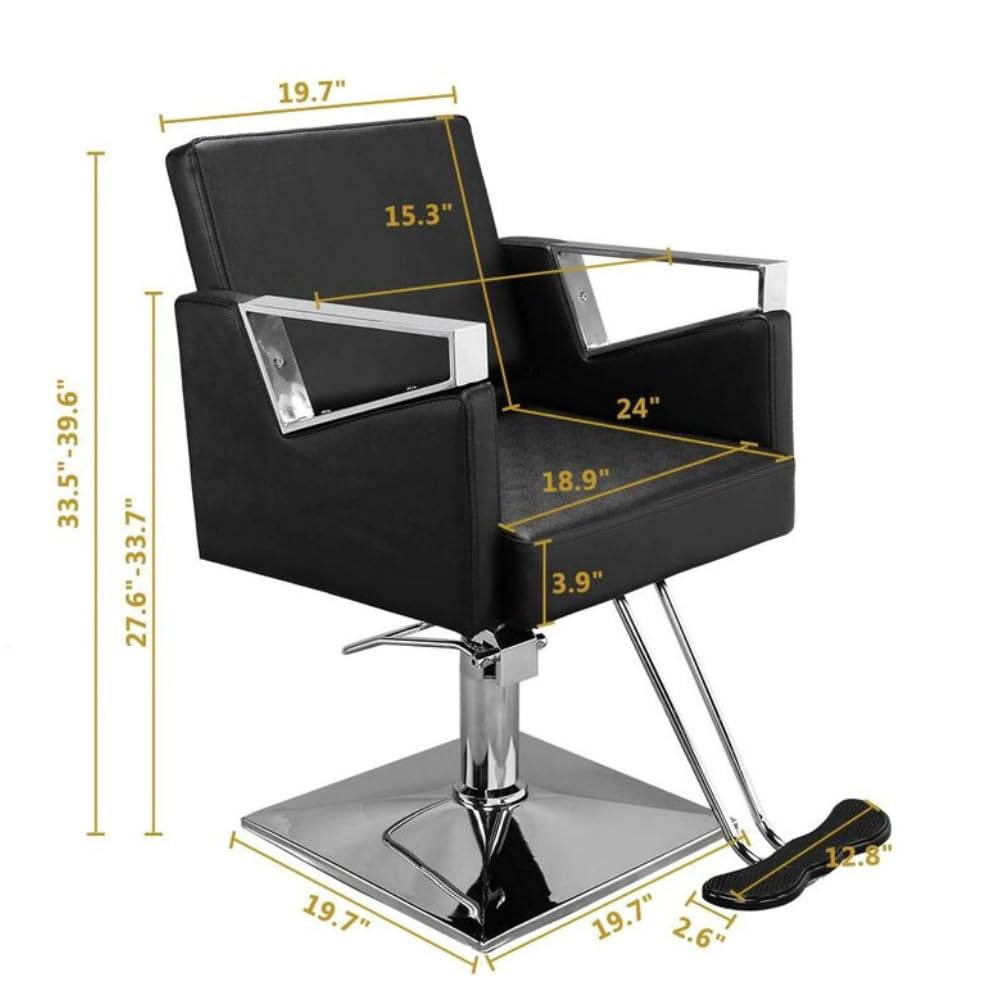 Silla de peluquería, Sillón de peluquería | Sillón clásico de barbería con Giro de 360 Grados y Bomba hidráulica, de Cuero y Altura Ajustable.