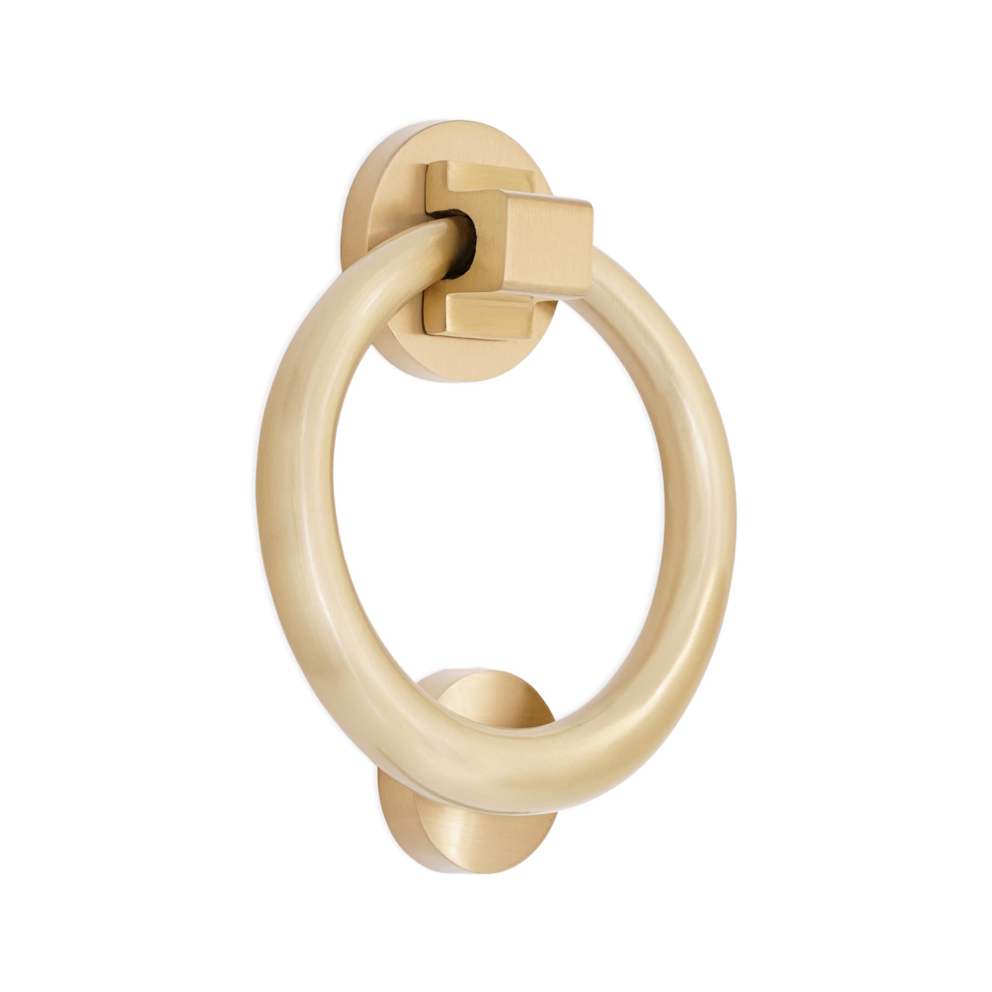 Infinity Decor Wiktoriańska satynowa mosiężna kołatka do drzwi pierścieniowych 110 mm – solidna mosiężna elegancka kołatka do drzwi wejściowych do mebli
