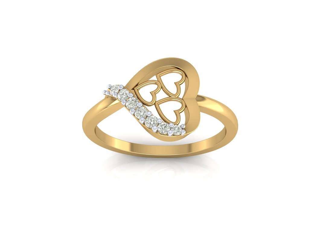 18K Two Colour Gold Diamond Ring for Women-image-37