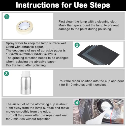 Image of STHIRA Headlight Restoration Repair Kit, 90ml Car Headlamp Lens Cleaner & Polishing Accessories Tool Kit for Removing Oxidation, Yellowing, Scratches and Restoring Clarity