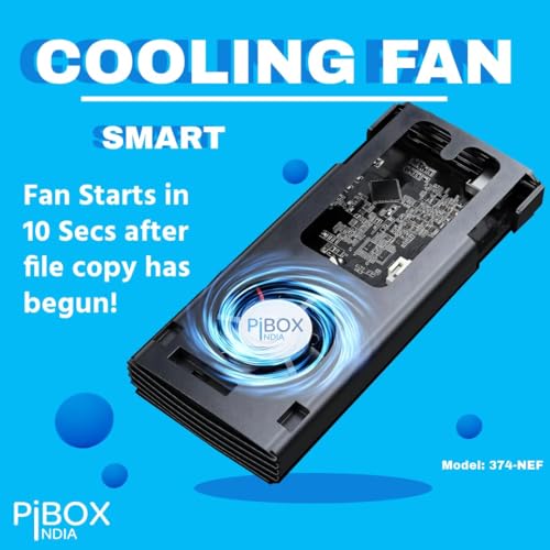 Image of PiBOX India NVME M2 Enclosure Fan, SSD Enclosure - USB 3.2 10Gbps, Tool-Free M.2 NVMe Case, PCI-E NVMe Reader, USB-C, Supports M & B&M Keys, 2230 /2242 /2260 /2280 SSDs Powerful, RTL9210CN