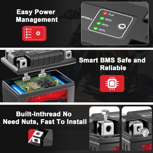 Image of YTX5L-BS Lithium Motorcycle Battery 12V 210A 3.5Ah Replacement YTZ7S-BS Powersport Battery, Motorcycle, ATV, UTV,Moped, 4 Wheeler and Generator Battery etc,Polarity [- +]
